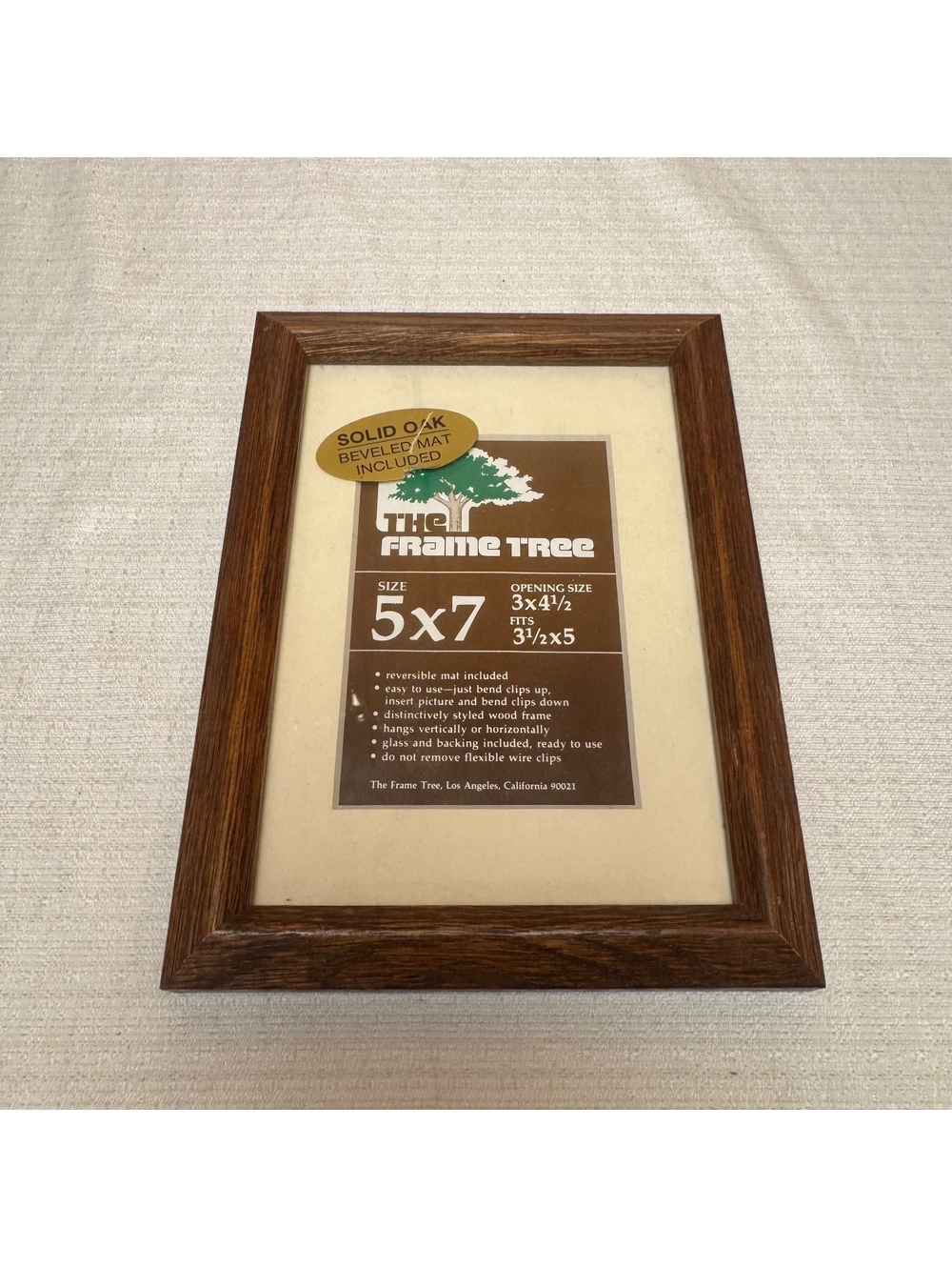 Vintage Solid Oak 5x7 Picture Frame with Beveled Mat The Frame Tree - Picture 2 of 4
